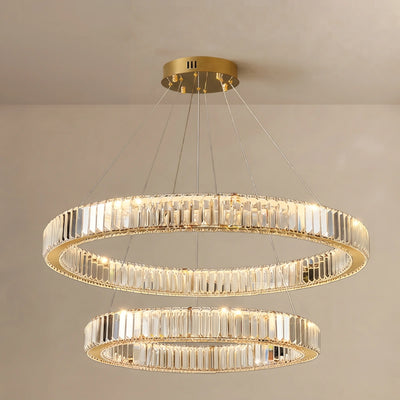 Modern Interlaced Ring Pendant Light — Radiant Gold Layered Design for Upscale Interior
