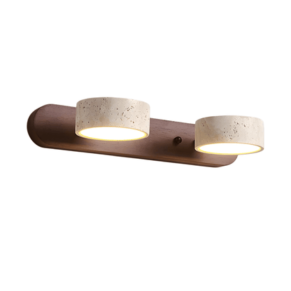 Modern Travertine Wall Light – Wood and Stone LED Sconce for Living Room