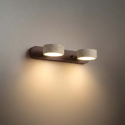 Modern Travertine Wall Light – Wood and Stone LED Sconce for Living Room