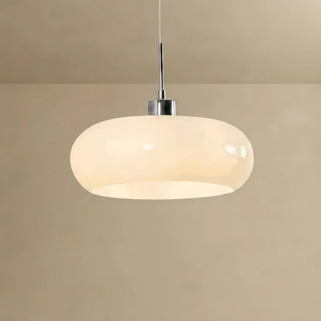 Crema Modern Pendant Light – Orange/White Metal Fixture for Dining Room