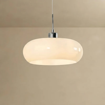 Crema Modern Pendant Light – Orange/White Metal Fixture for Dining Room