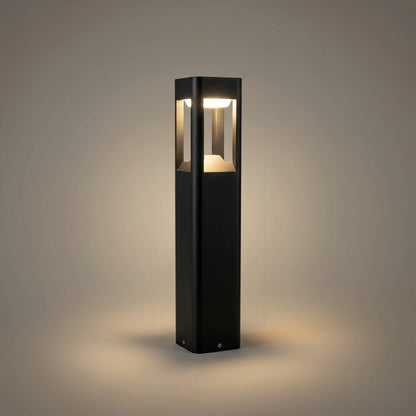 Irondale Industrielle Außenwegbeleuchtung – Schwarzes Metall & Acryl Rechteck-Design für die Terrasse