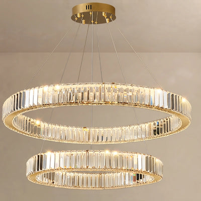 Modern Interlaced Ring Pendant Light — Radiant Gold Layered Design for Upscale Interior