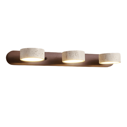 Modern Travertine Wall Light – Wood and Stone LED Sconce for Living Room