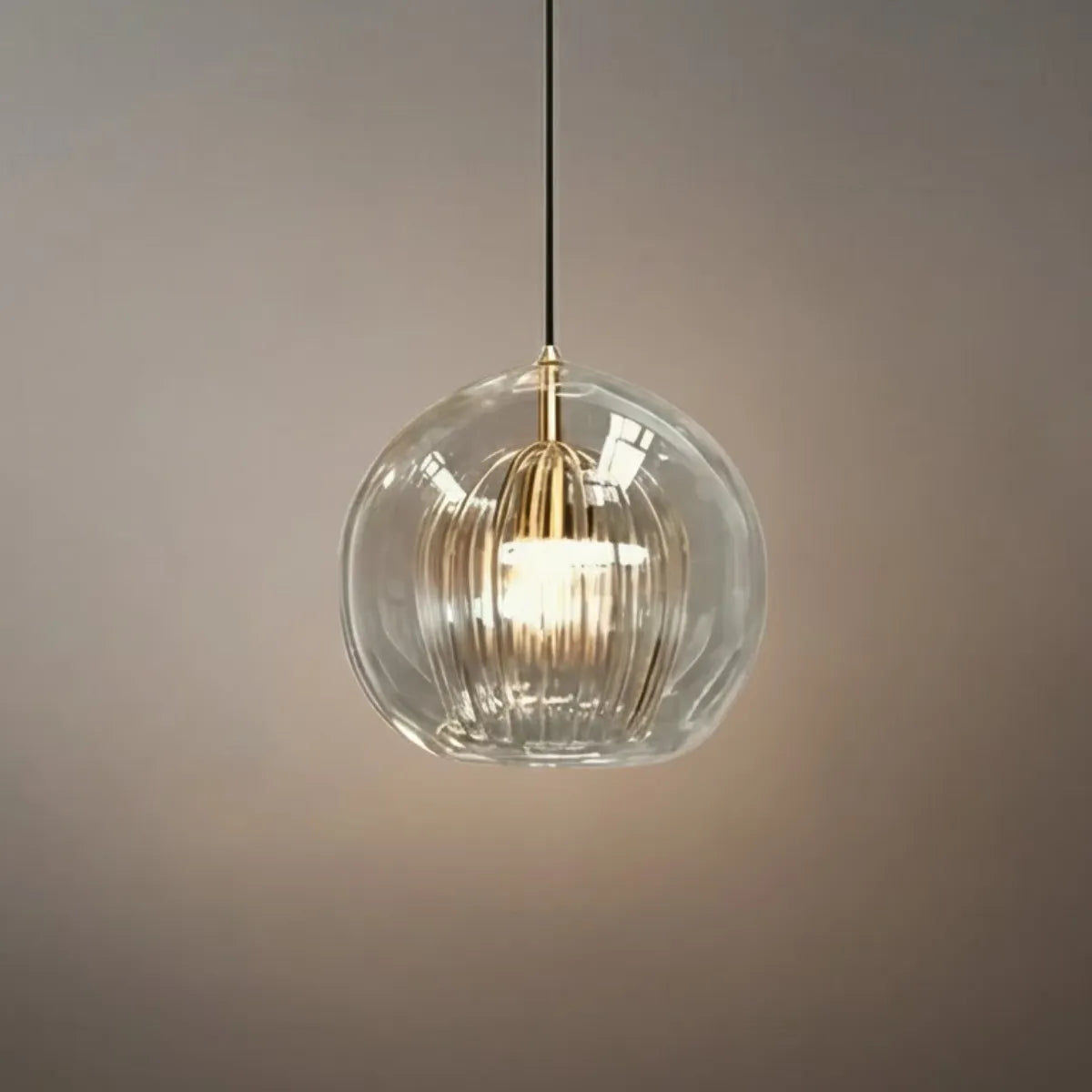 Globe Pendant Light – Clear or Amber Glass for Bedroom