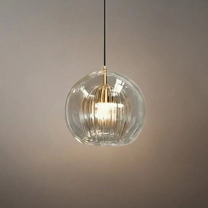 Globe Pendant Light – Clear or Amber Glass for Bedroom