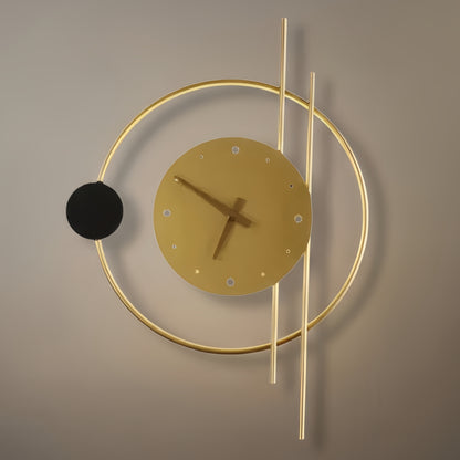 Wall Lamp – Black/Gold Clock-Inspired Design for Living Room