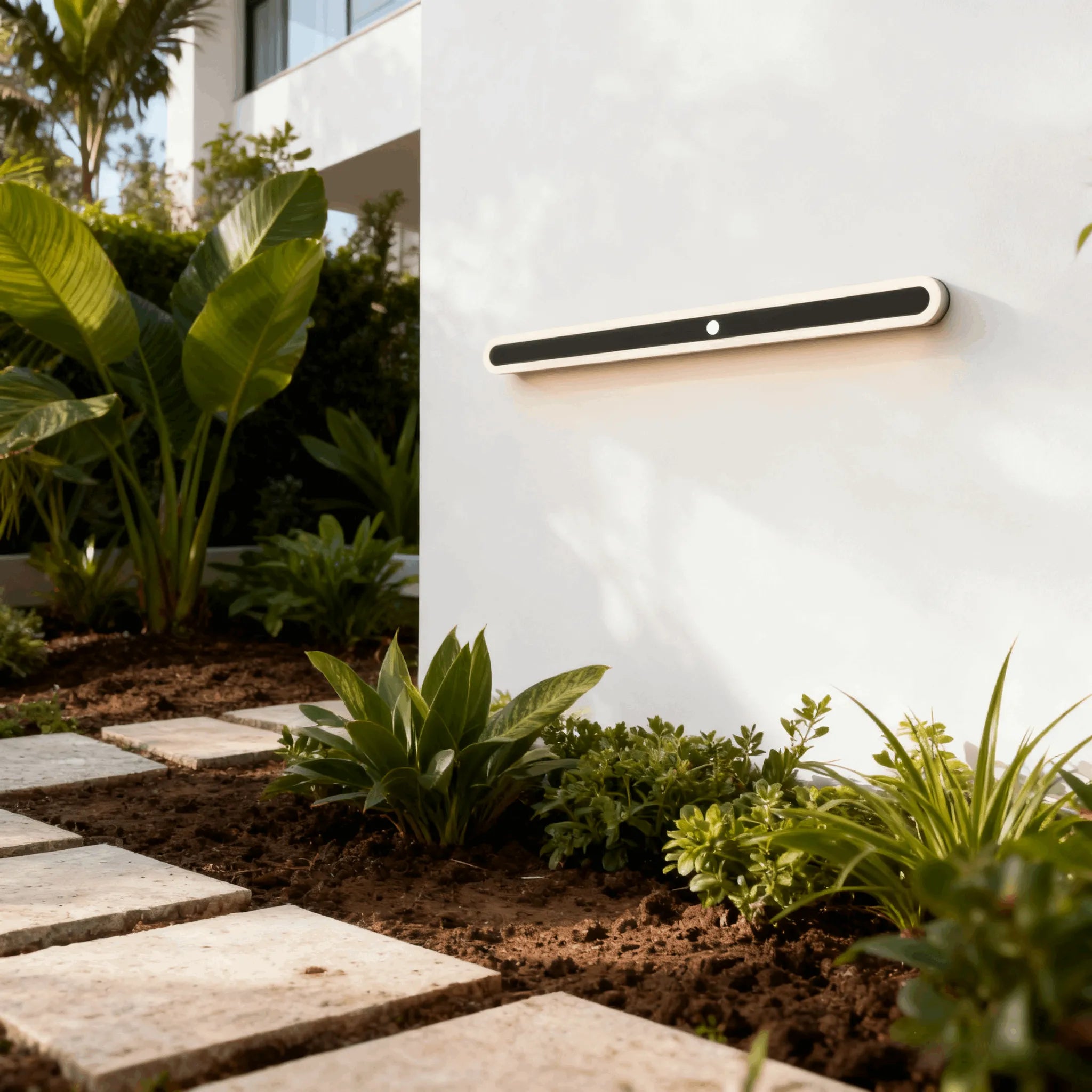 Lámpara de pared lineal moderna Arcato para exterior – Luz con sensor para interior/exterior