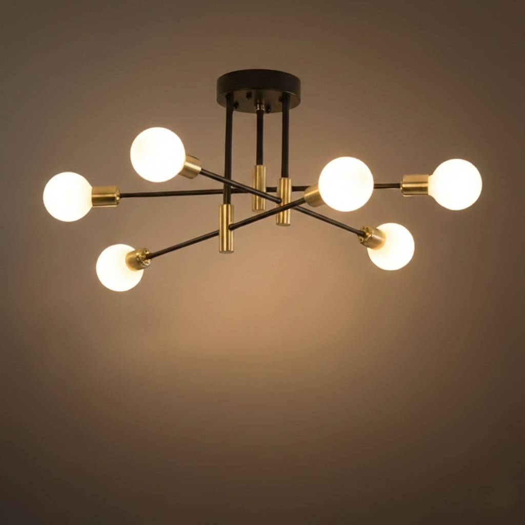 Lámpara de araña Nebula - Moderna, negra/dorada, ramificada, 4/6/8 luces