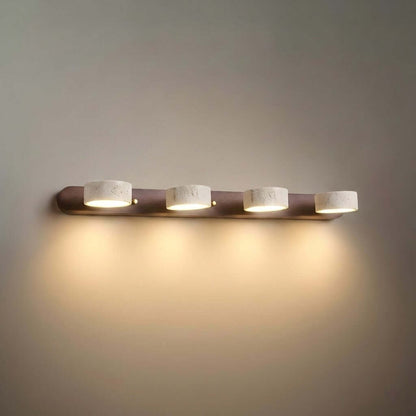 Modern Travertine Wall Light – Wood and Stone LED Sconce for Living Room