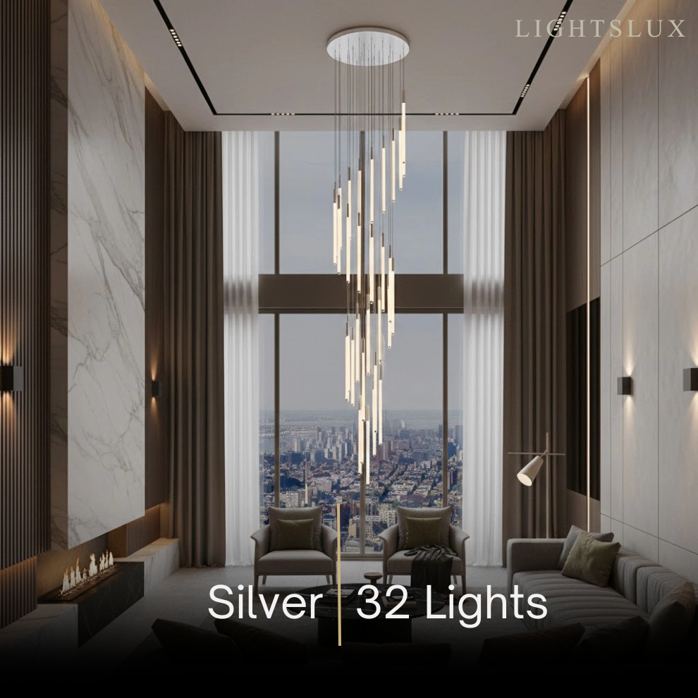 Nebula Multi-Tier Modern Chandelier - Waterfall Design for Staircases & High Ceilings