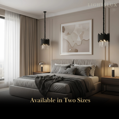 Modern Obsidian Mini Pendant Light with Crystal Detail