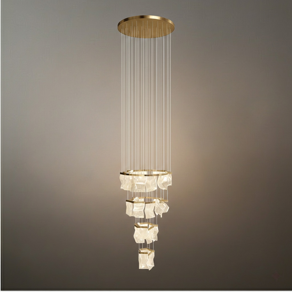 Excelis Royal Leaf-Layered Chandelier – Acrylic in Metallic Gold or Black Ash Dimmable