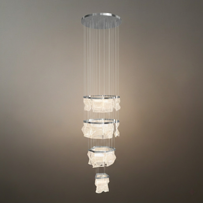 Excelis Royal Leaf-Layered Chandelier – Acrylic in Metallic Gold or Black Ash Dimmable