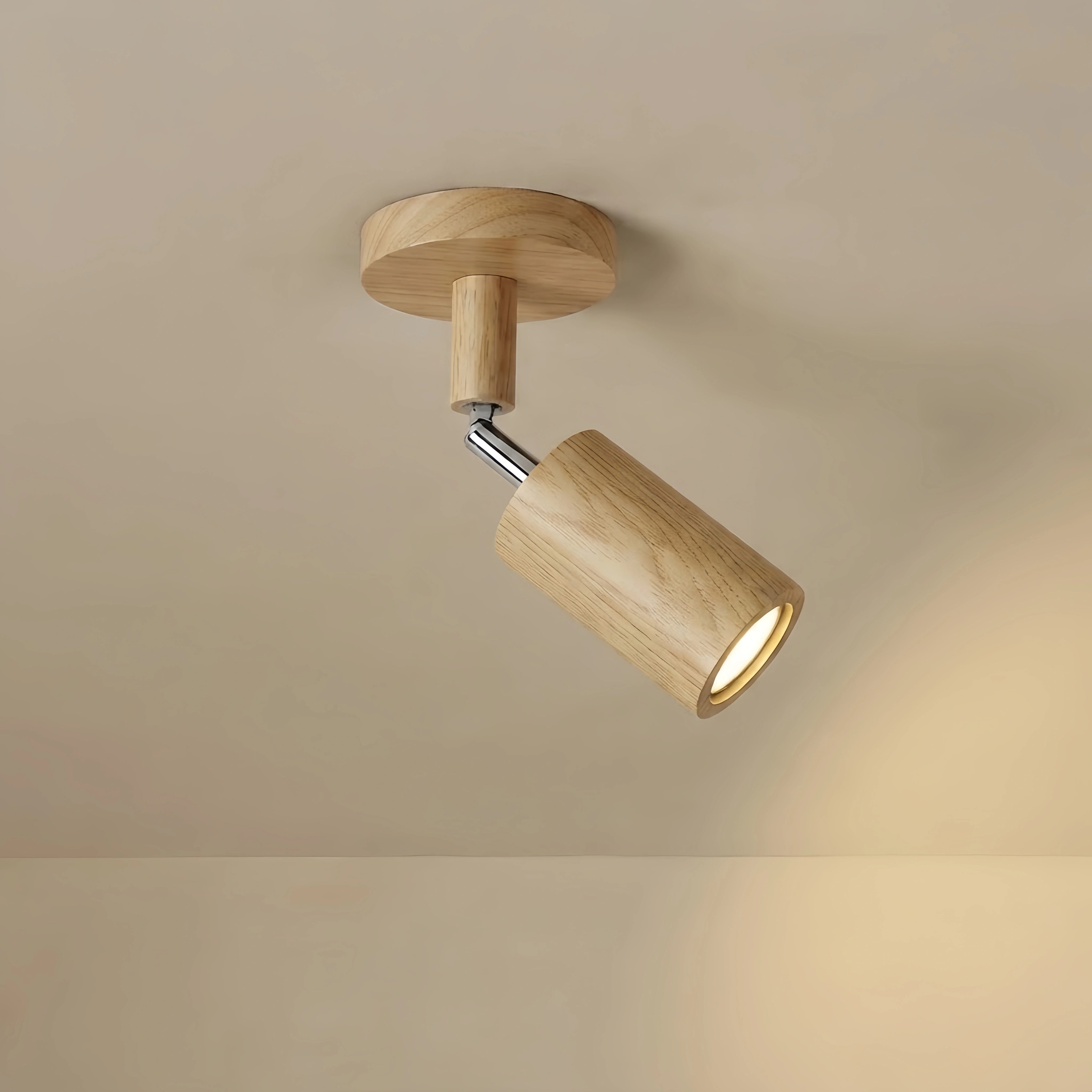 Zenno Modern Wood Track Lighting -- Adjustable Spotlights Walnut/Wood for Kitchen & Bar
