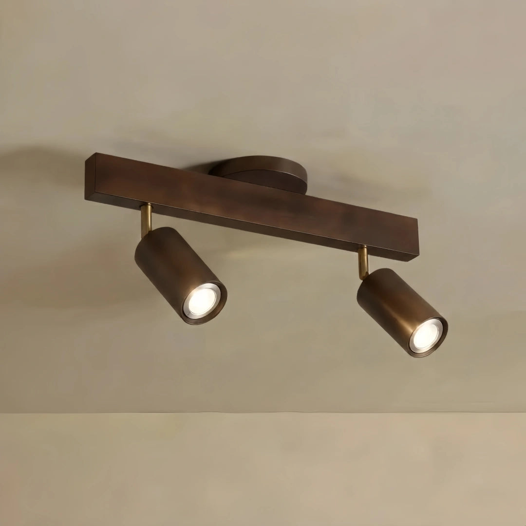 Zenno Modern Wood Track Lighting -- Adjustable Spotlights Walnut/Wood for Kitchen & Bar