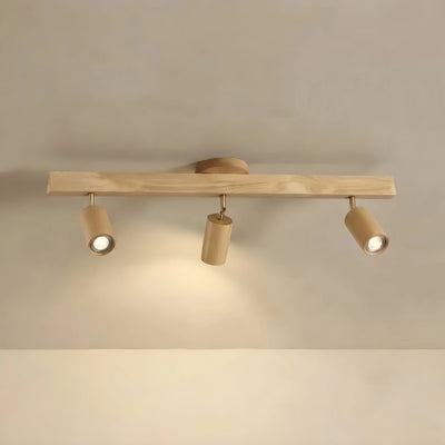 Zenno Modern Wood Track Lighting -- Adjustable Spotlights Walnut/Wood for Kitchen & Bar