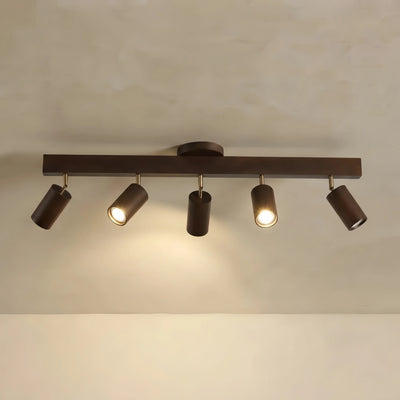 Zenno Modern Wood Track Lighting -- Adjustable Spotlights Walnut/Wood for Kitchen & Bar