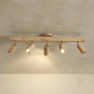 Zenno Modern Wood Track Lighting -- Adjustable Spotlights Walnut/Wood for Kitchen & Bar