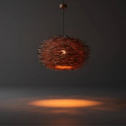  Farmhouse Globular Wood Pendant Light – Brown for Living Room