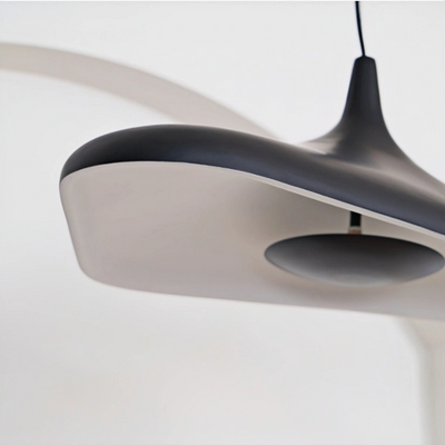 Lámpara colgante moderna Stellar con capucha – Resina/Metal blanco/negro para salón/comedor