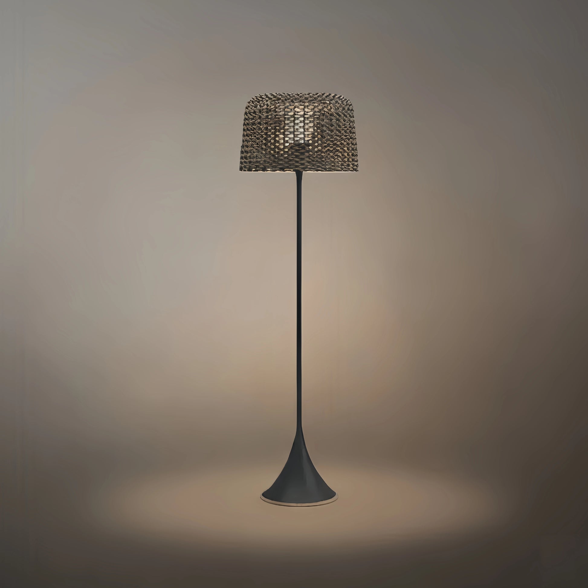  Solar Outdoor Floor Lamp – Black Metal Hooded Terrace