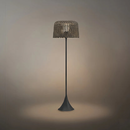  Solar Outdoor Floor Lamp – Black Metal Hooded Terrace