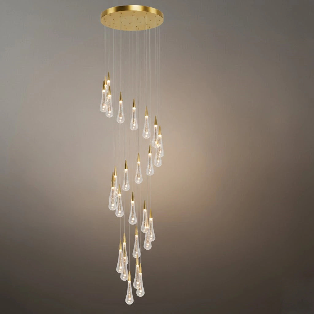 Excelis Luxury Crystal Drop Chandelier with Spiral Design
