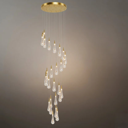 Excelis Luxury Crystal Drop Chandelier with Spiral Design