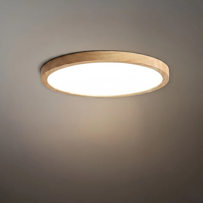 Zenno Modern Round Dimmable Ceiling Light – Wood/Acrylic for Living Room