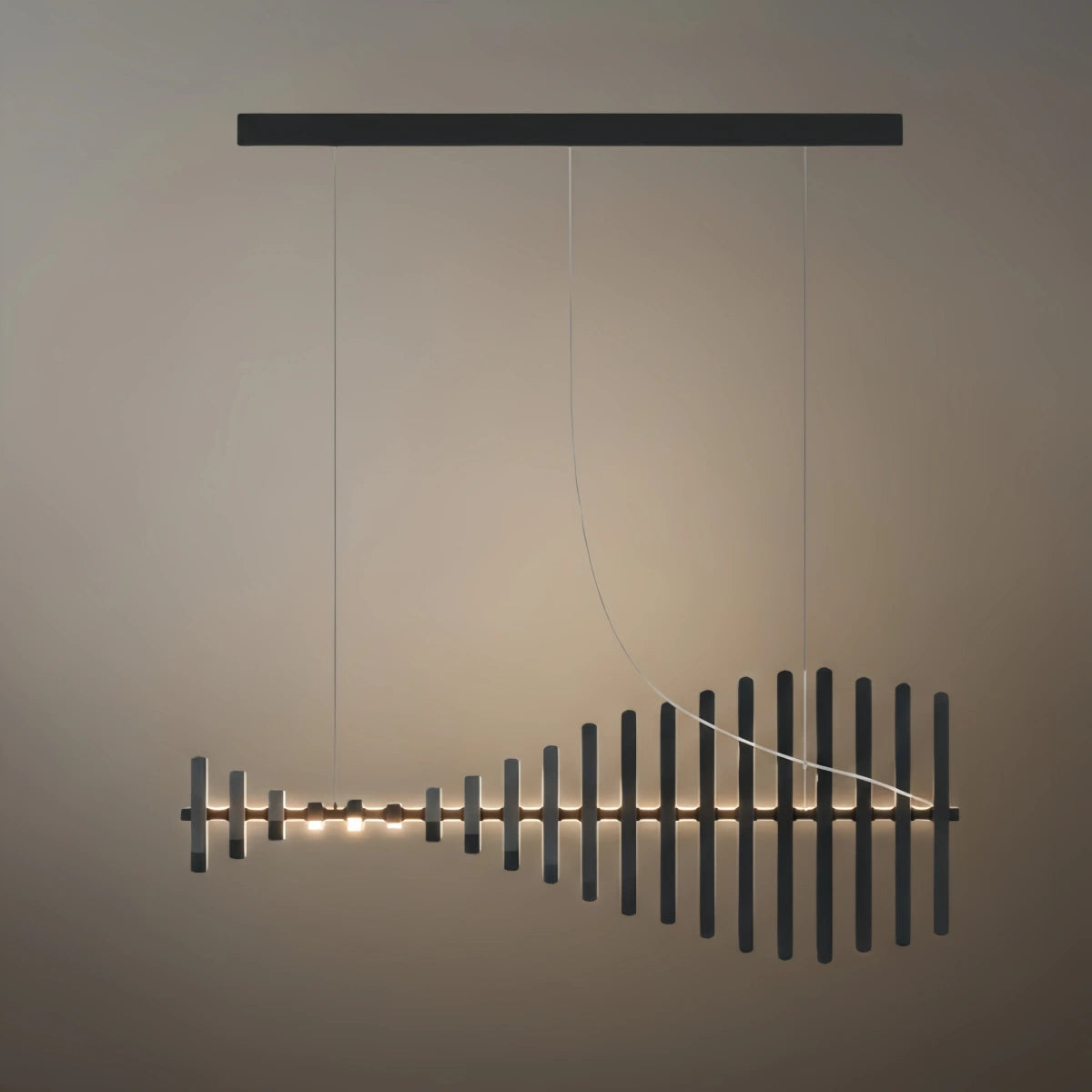 Modern Adjustable Stacked Pendant Light – Black Ash Iron Acrylic Aluminum for Kitchen Island