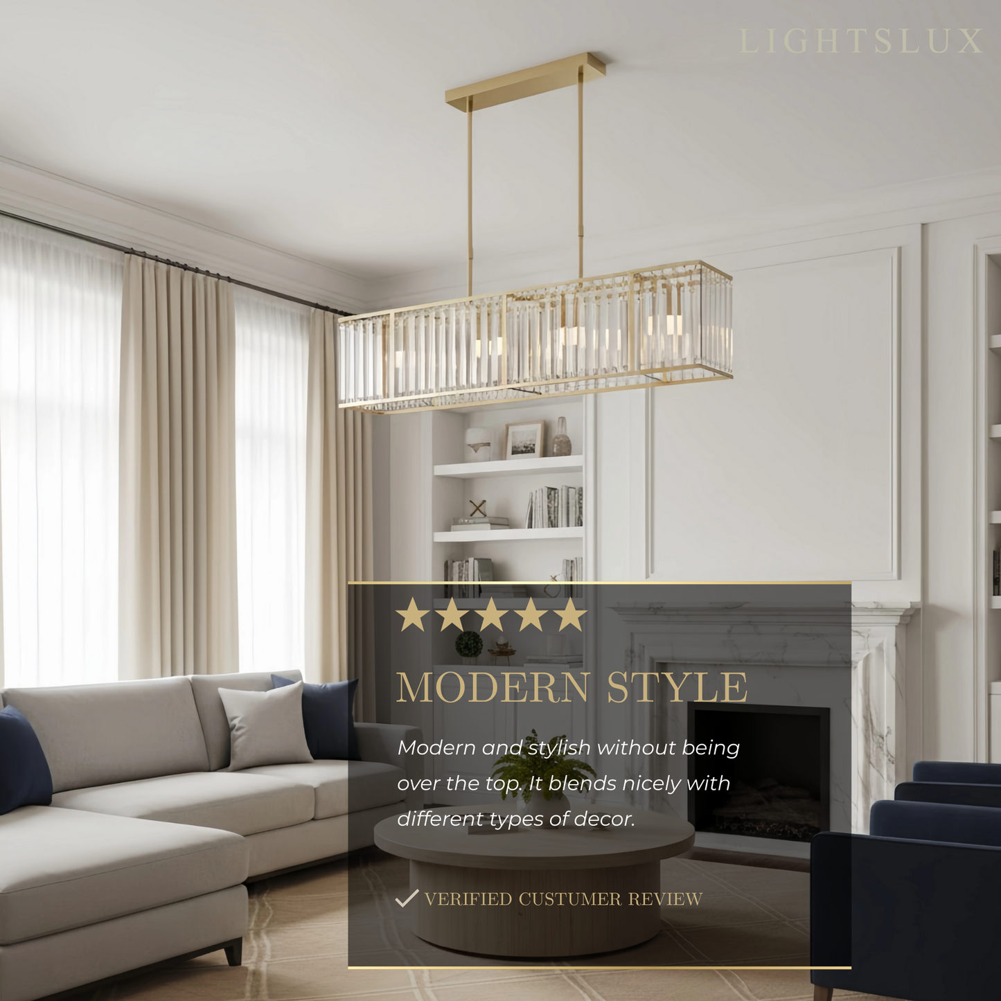 Excelis Modern Linear Chandelier – Metallic Accents for Refined Luxury Interiors