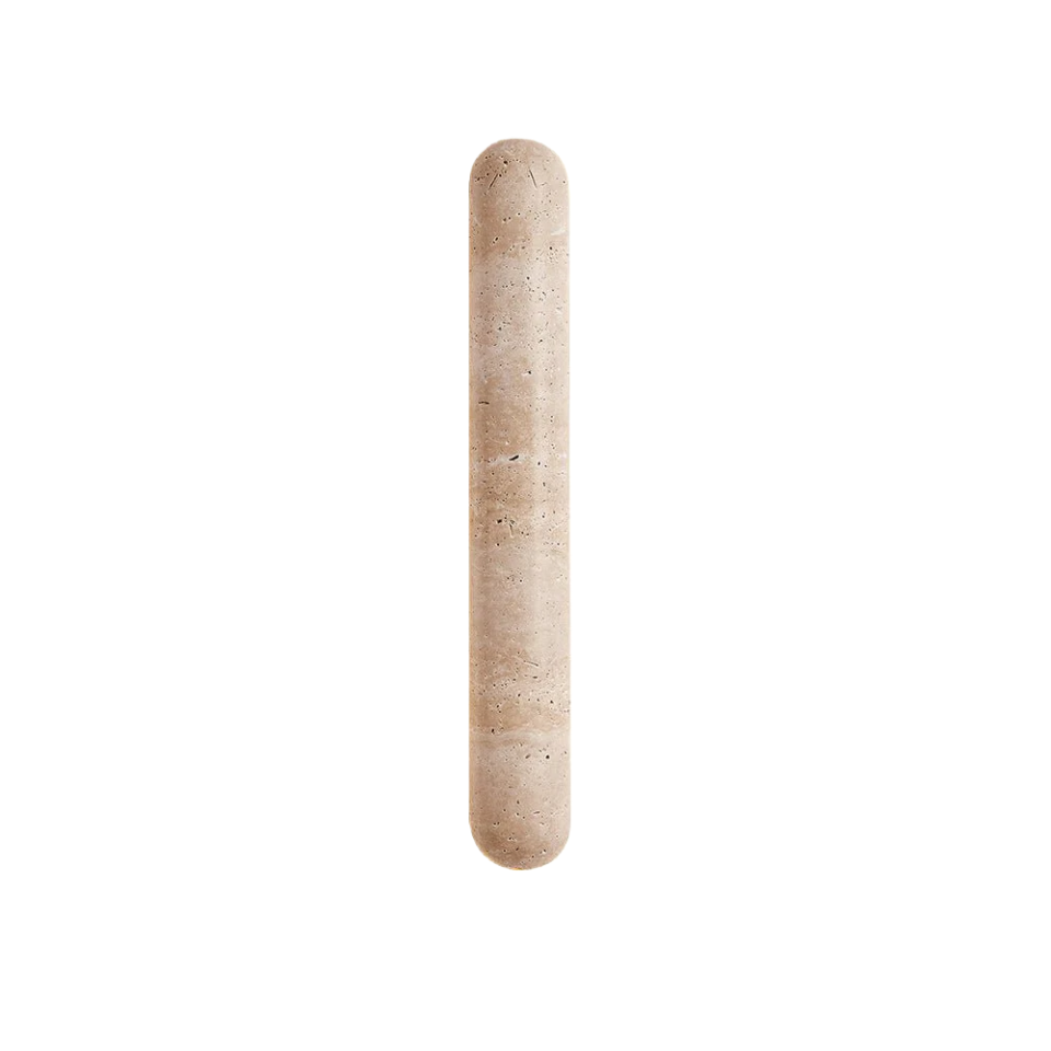 Travertine Pillar Wall Lamp — Slender Carved Stone with Back Glow
