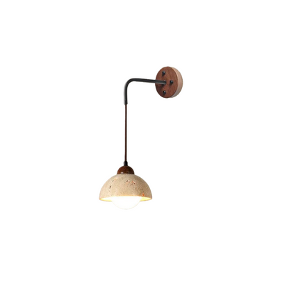 Wall Lamp — Travertine Shade Walnut Wood Socket for Bedside