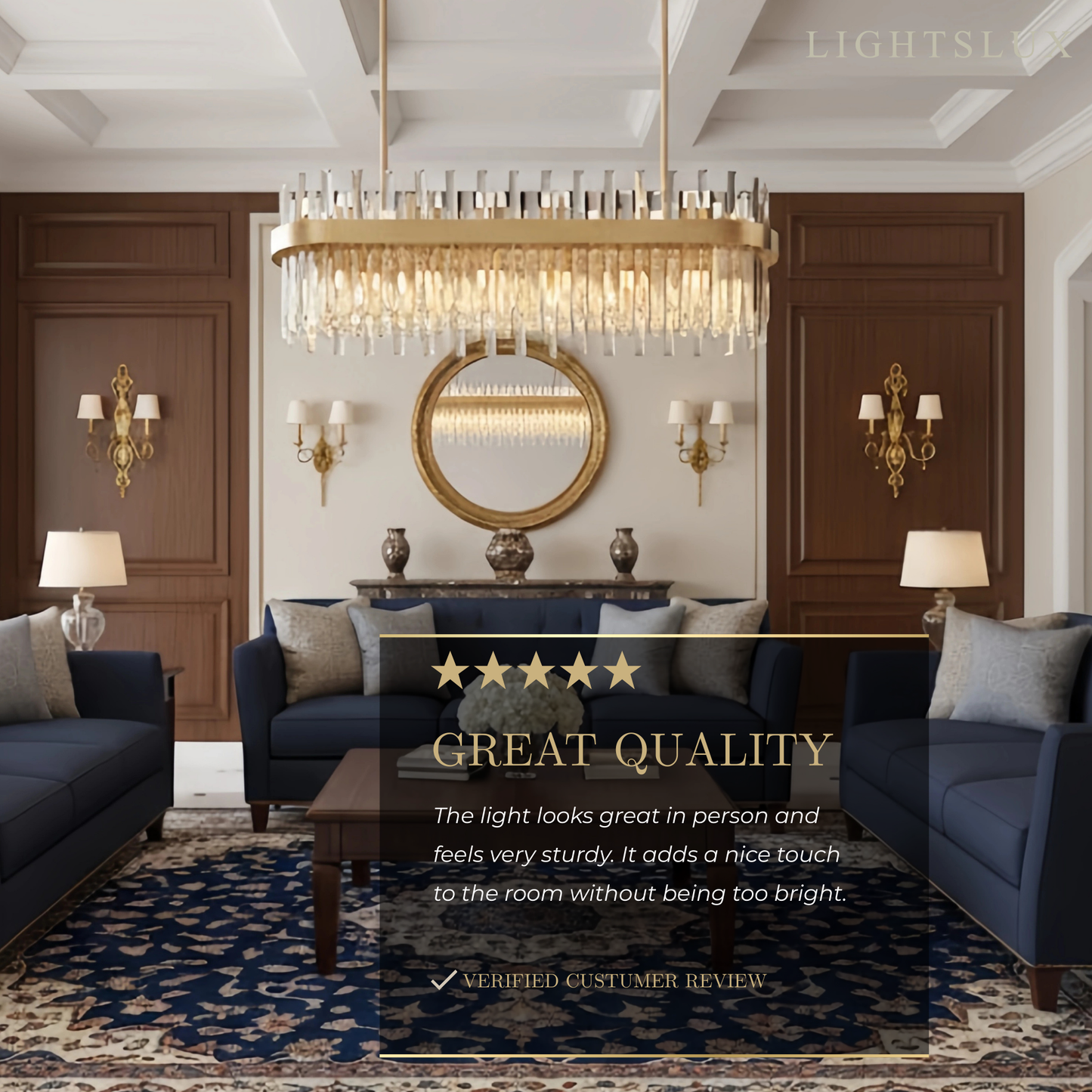 Excelis Gemstone Linear Pendant – Glass Crystals with Solid Brass Ribbon Accent Kitchen Island