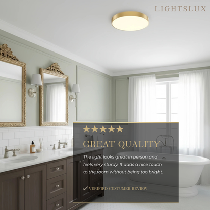 Excelis Solid Brass Ceiling Light – Matte Acrylic Diffuser Warm Even Glow