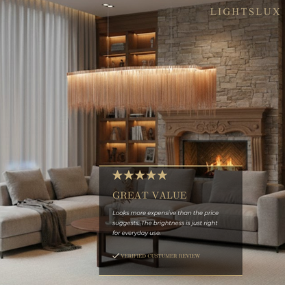 Gold or Chrome Pendant Light – Luxury Tassel Metal Fixture for Dining Room