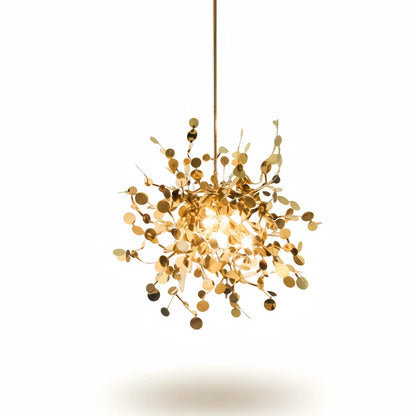 Lámpara de araña Excelis Art Deco Cluster – Lujosa lámpara de metal dorado/plateado para comedor