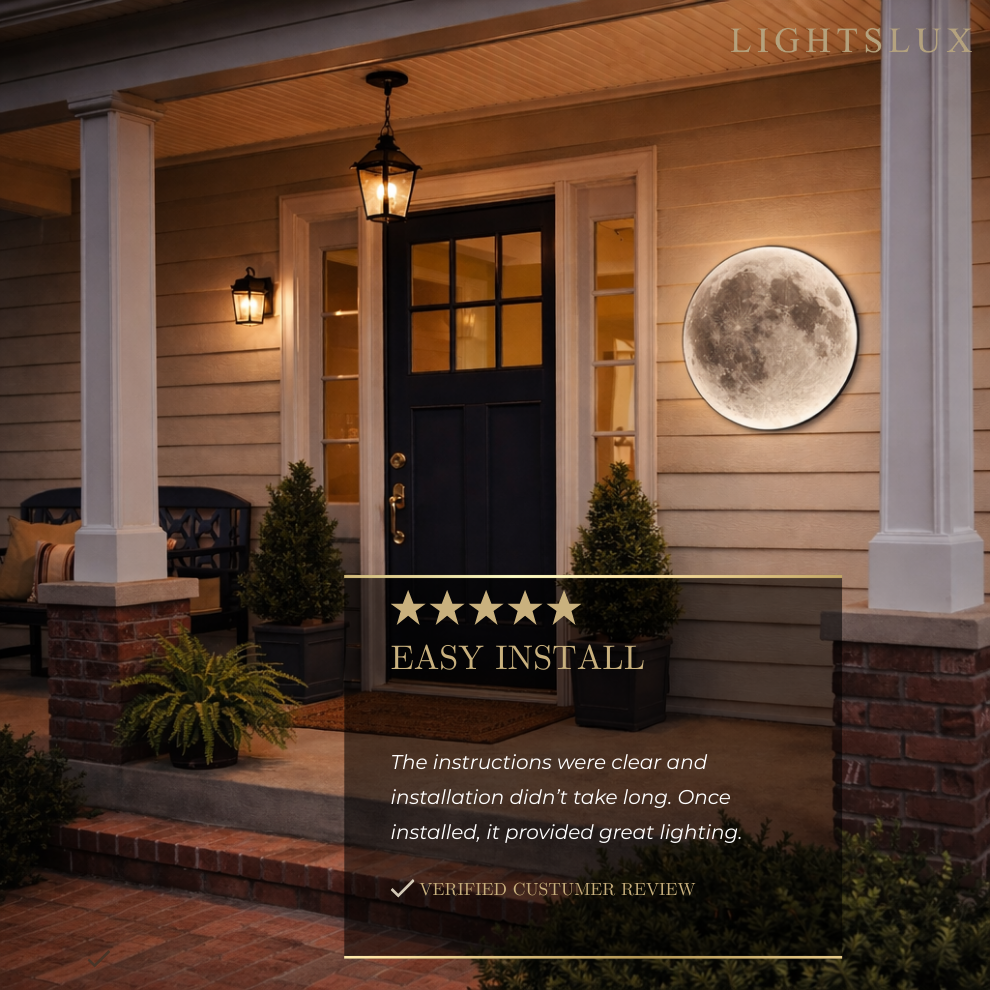 Moon Wall Light Luna, Waterproof Outdoor Moon Lamp for Patio Garden & Bathroom