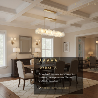 Excelis Alabaster Petal Pendant Light – Solid Brass Frame Brushed Gold Finish Kitchen island