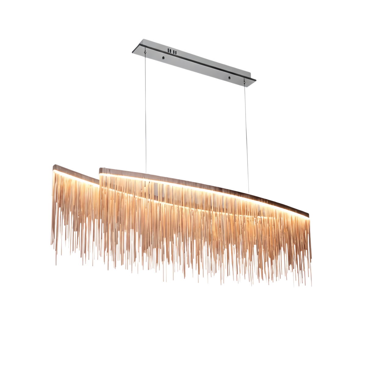 Gold or Chrome Pendant Light – Luxury Tassel Metal Fixture for Dining Room
