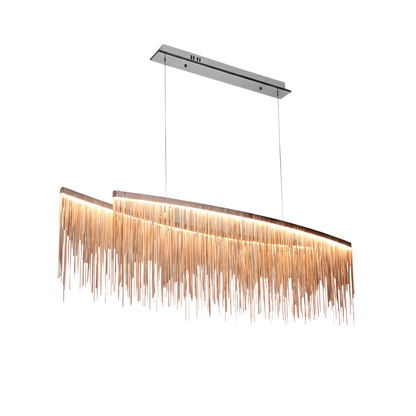 Gold or Chrome Pendant Light – Luxury Tassel Metal Fixture for Dining Room