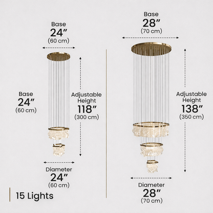 Excelis Royal Leaf-Layered Chandelier – Acrylic in Metallic Gold or Black Ash Dimmable