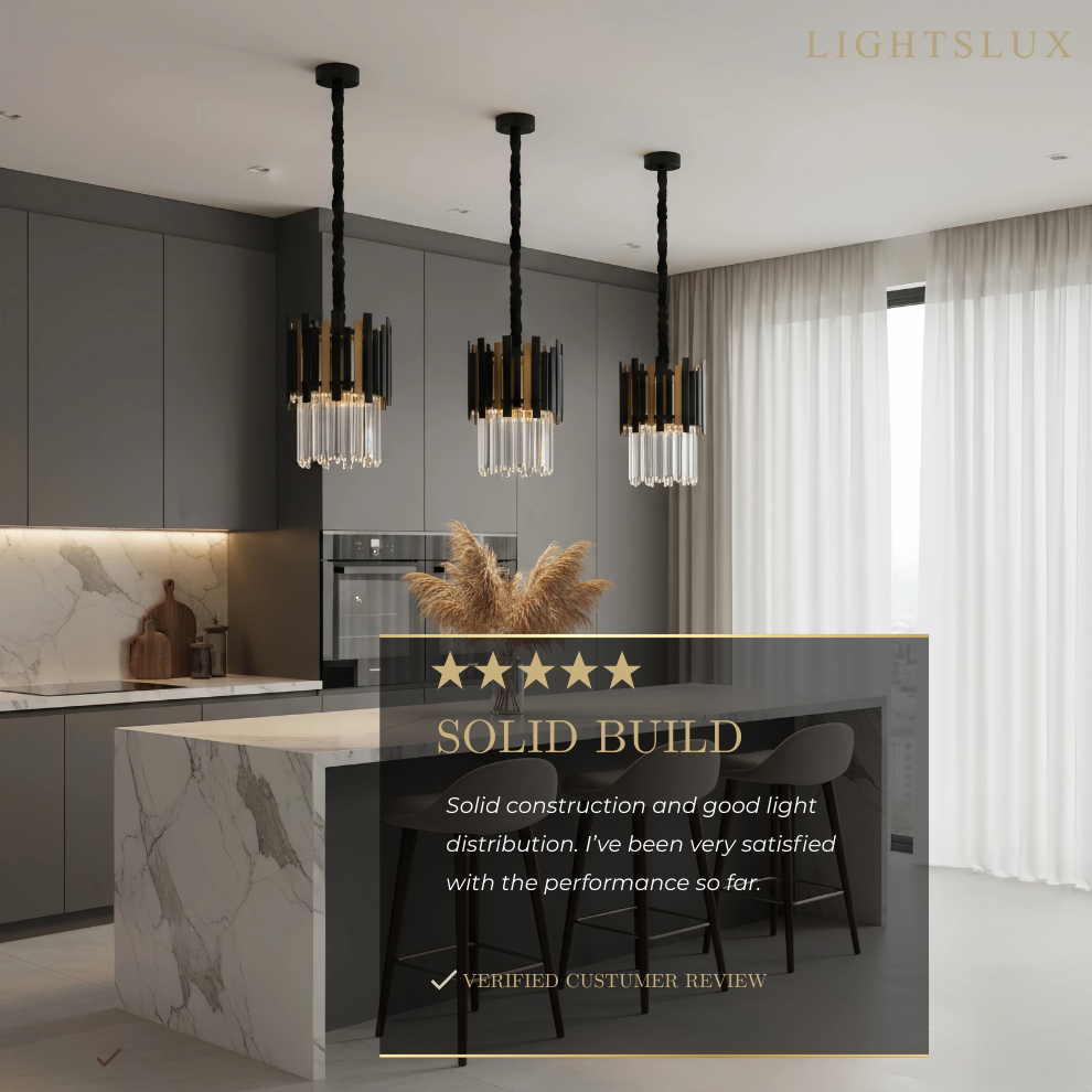 Modern Obsidian Mini Pendant Light with Crystal Detail