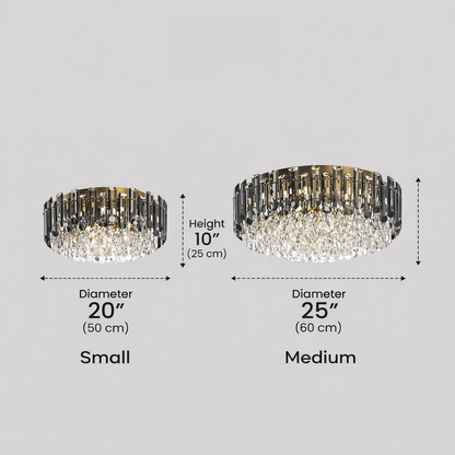 Luxury Crystal Flush Mount Chandelier – Smoky/Clear Dimmable for Living Room