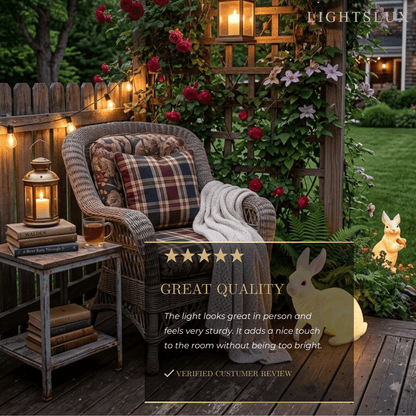 Easter Bunny Outdoor Light – Cute Sitting & Carrot Bunny Garden Lamp