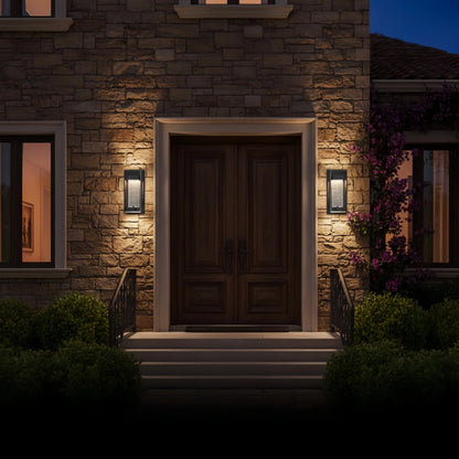 Arcato Modern Outdoor Wall Sconce, Black Stainless Steel Open Frame Light for Patio/Entryway