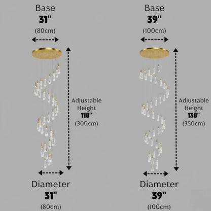 Excelis Luxury Crystal Drop Chandelier with Spiral Design