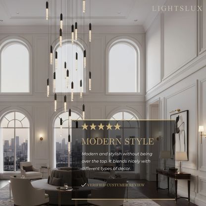 Luxury Cascade Crystal Chandelier – Reflecting & Refracting Light Brilliant Staircase