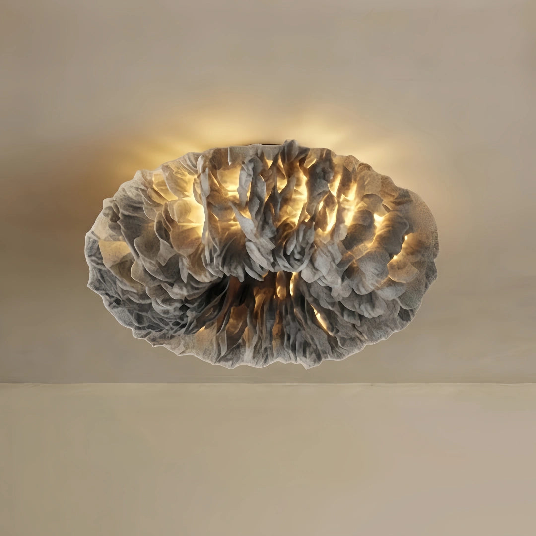 Lunara Art Deco Round Ceiling Light Art Feather — White/Yellow/Pink/Gray Bedroom